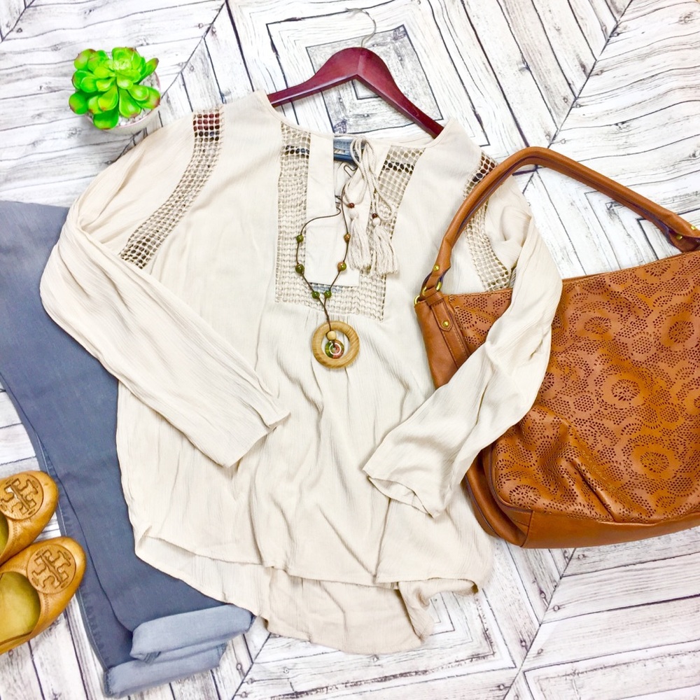 Joseph A boho peasant top tie front blouse NWT